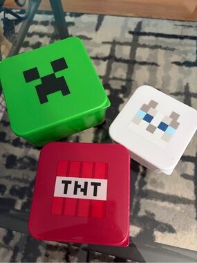 Minecraft Creeper TNT Cat Three Piece Plastic Containers from Miniso